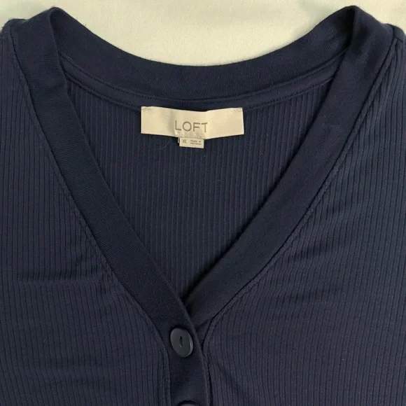 LOFT Deep Blue Long Sleeve Top - Picture 3 of 4